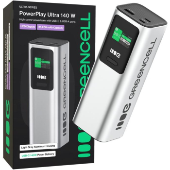 GREEN CELL POWERBANK POWERPLAY ULTRA 25200MAH 140W 3X USB PD LCD
