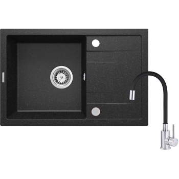 Zlewozmywak granitowy z baterią z elastyczną wylewką ZRCP2113 5907650811824