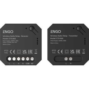 Przekaźnik bezprzewodowy EngoLink, nadajnik+odbiornik sterowany radiowo, 868Mhz, 230V