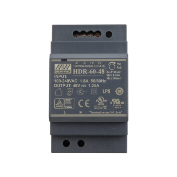 ZASILACZ IMPULSOWY NA SZYNĘ DIN MEAN WELL HDR-60-48 48V/60W/1.25A