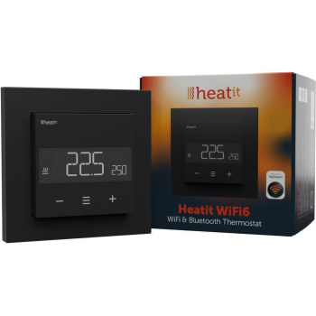 Termostat Heatit WiFi6 Black Matt Wi-Fi Thermostat 3600W 16A