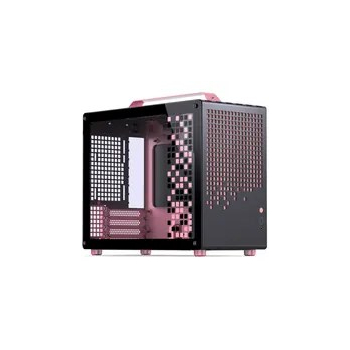 Jonsplus Z20 Micro-ATX Gehäuse, mit Tragegriff - schwarz/pink