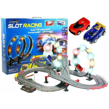 Tor Wyścigowy 2 Autka Slot Cars 1:43 Pętla Lampki