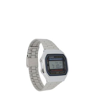 Zegarek Casio A168WA unisex cyfrowy z bransoletą ze stali nierdzewnej, srebrny