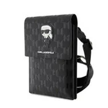 Portfel na telefon Karl Lagerfeld Saffiano Monogram Ikonik NFT czarny