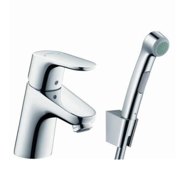 Bateria Hansgrohe Focus E2 z czarnymi włosami, barwy