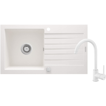 Zlewozmywak granitowy z baterią 1-komorowy z ociekaczem ZQZVA113 5907650876847