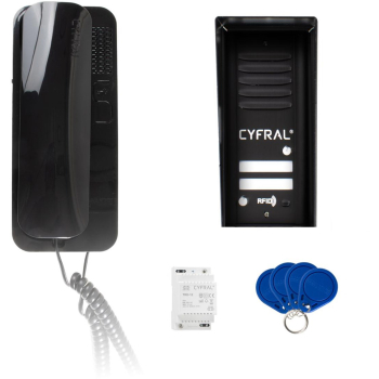 Domofon CYFRAL COSMO 2-lokatorki czarna kaseta czarne unifony