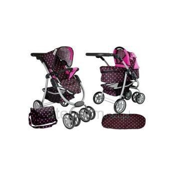 Wózek spacerówka 2w1 z torbą Gondola czarno-różowa 7706 Lean Toys