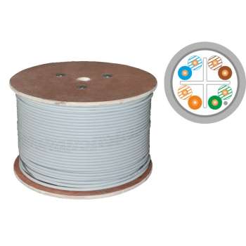 Q-LANTEC Kabel F/UTP kat.6, sieciowy, skrętka, PVC, Eca 4PR, 1Gb/s (10Gb/s do 55m), szary, 305m (KIF6PVC305Q)