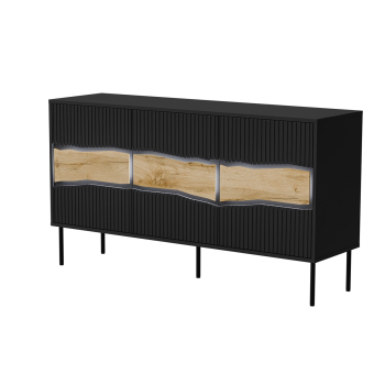 Komoda INSERTO 3D 143,5x40x80 czarny + LED