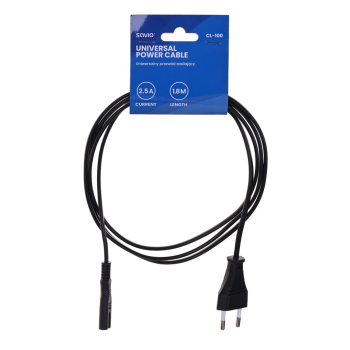 Kabel SAVIO CL-100 (2-Pin F - Euro M; 1,8m; kolor czarny)