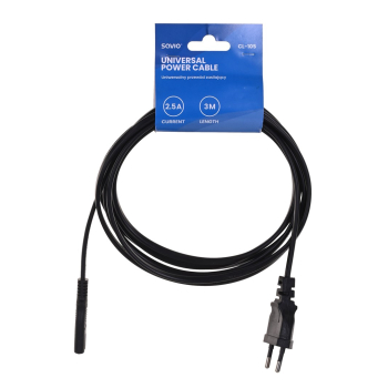 Kabel SAVIO  CL-105 (2-Pin  - Euro ; 3m; kolor czarny)