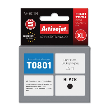 Activejet AE-801N Tusz (zamiennik Epson T0801; Supreme; 15 ml; czarny)