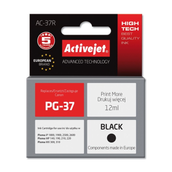 Activejet AC-37R Tusz (zamiennik Canon PG-37; Premium; 12 ml; czarny)
