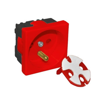 Alantec Gniazdo elektryczne 45x45 z kluczem, czerwone - 2P+Z (PZ01)