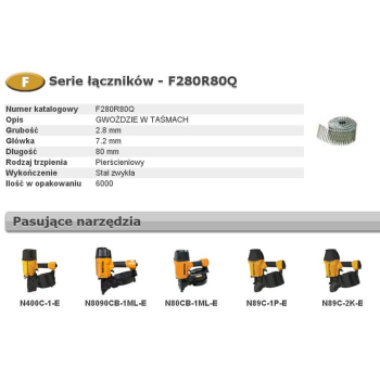 BOSTITCH Gwoździe F 2,80-80 R Q 6 metrów