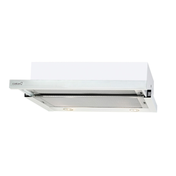 Okap CATA TF 2003 600 GWH Telescopic, klasa C, szer. 60 cm, 390 m3/h, sterowanie mechaniczne, LED, biały szkło