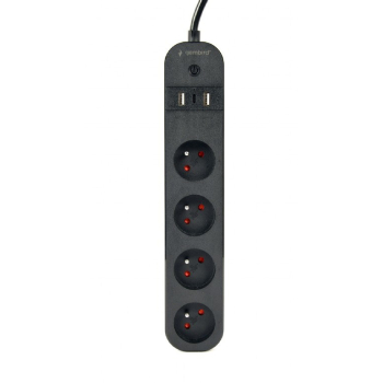 GEMBIRD INTELIGENTNA LISTWA ZASILAJĄCA Z ŁADOWARKĄ USB 4 GNIAZDA PL, CZARNA-1