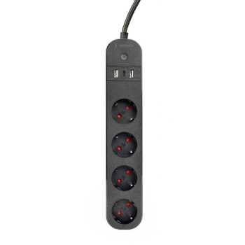 GEMBIRD INTELIGENTNA LISTWA ZASILAJĄCA Z ŁADOWARKĄ USB 4XSCHUKO, CZARNA-1