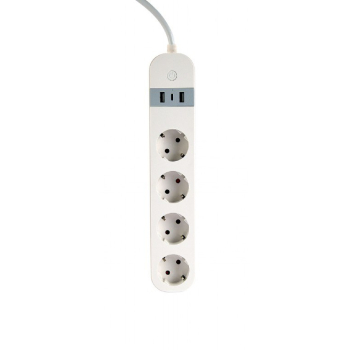 GEMBIRD INTELIGENTNA LISTWA ZASILAJĄCA Z ŁADOWARKĄ USB 4XSCHUKO, BIAŁA-1