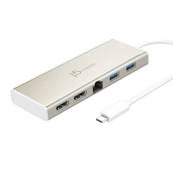 Stacja dokująca j5create USB-C Dual HDMI Multi Dock 1x4K HDMI/1xHDMI/2xUSB 3.0/1xUSB-C/1xRJ45 Gigabit; kolor srebrny JCD