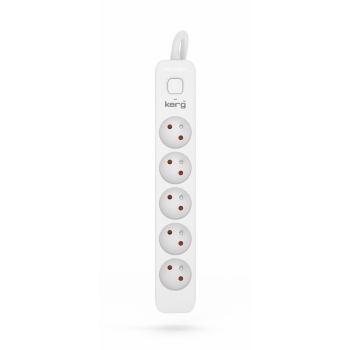 KERG M02402 PRZEDŁUŻACZ Z WYŁĄCZNIKIEM 5 GNIAZD-BIAŁO-SZARY-1.5M-16A-H05VV-F-3X1,5 MM2 M02402-1
