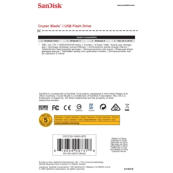 Pendrive SanDisk Cruzer Blade SDCZ50-064G-B35 (64GB; USB 2.0; kolor czarny)-5