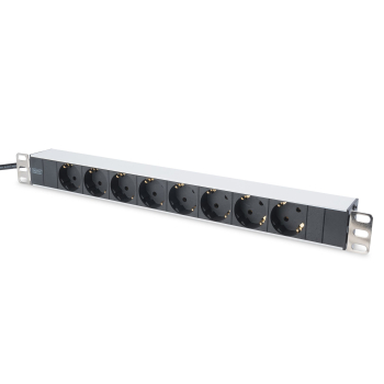 Listwa zasilająca PDU 19" Rack, 8x gniazdo schuko,2.0m, 1x wtyk unischuko, 16A, aluminiowa-1