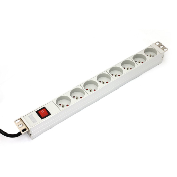 Listwa zasilająca PDU 19" Rack, 8x gniazdo typ E,1.8m, 1x wtyk unischuko, 16A, wł./wył., aluminiowa-1