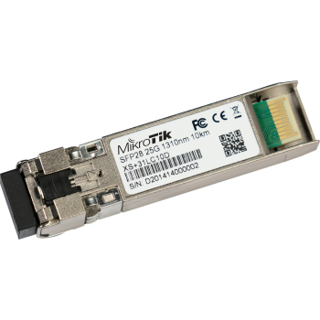 Mikrotik XS+31LC10D moduł przekaźników sieciowych Swiatłowód 25000 Mbit/s SFP28 1310 nm-1