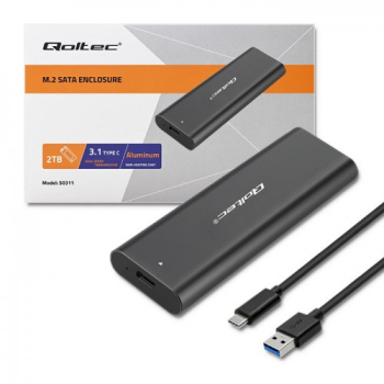 Qoltec Obudowa | kieszeń do dysków  M.2 SATA SSD | NGFF | USB typ C-1
