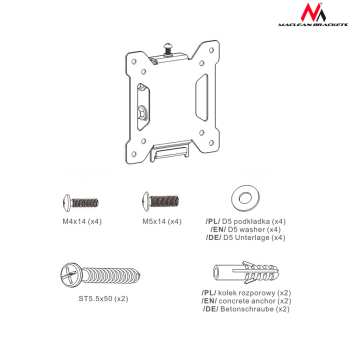 Uchwyt do telewizora Maclean, max VESA 100x100, 13-27", 20kg, czarny, MC-596-1