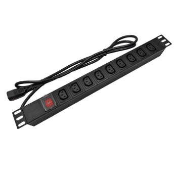Listwa zasilająca 19" 230V - 9 gniazd (IEC320 C13), z wyłącznikiem LED, kabel 1,8m C14 ALANTEC-1