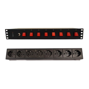 Listwa Rack 19 1.5U, 8x gniazdo UNEL tył, 8x wyłącznik przód-1