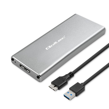 QOLTEC OBUDOWA NA DYSK M.2 SSD | SATA | NGFF | USB 3.0 | SUPER SPEED 5GB/S | 2TB | SREBRNY-1