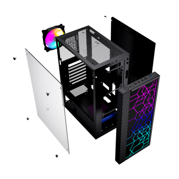 GEMBIRD OBUDOWA FORNAX 2500 MIDI-TOWER (1X USB 3.0, 2X USB 2.0, HD AUDIO, SZKLANY PANEL BOCZNY) CZARNA-10