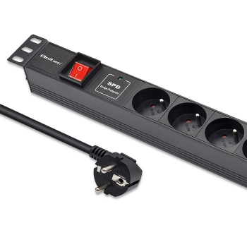 Qoltec Aluminiowa Listwa zasilająca  PDU do  RACK 19'' | 1U | 16A |  6xFRENCH | 1.8m-1