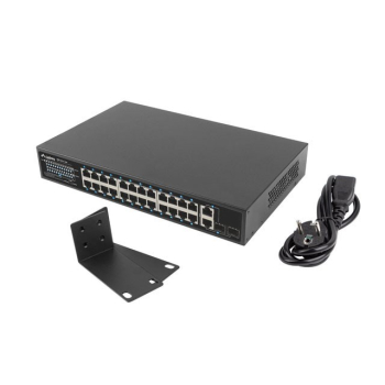 SWITCH LANBERG RSFE-24P-2C-250 24X 100MB POE+/2X COMBO RACK 19" GIGABIT ETHERNET 250W-1