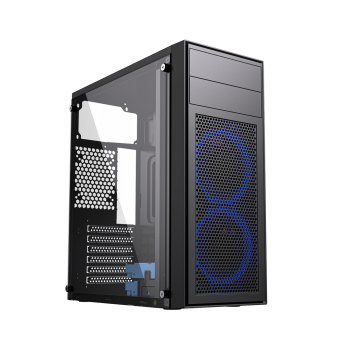 GEMBIRD OBUDOWA FORNAX M100B MIDI-TOWER (2X USB 2.0, 1X USB 3.0, HD AUDIO) , NIEBIESKIE PODŚWIETLENIE,CZARNA-1