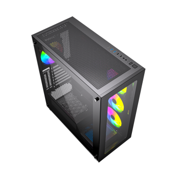 GEMBIRD OBUDOWA FORNAX X450MAX MIDI-TOWER (2X USB 3.0, 2X USB 2.0, 1X USB-C, HD AUDIO, SZKLANY PANEL BOCZNY, ARGB) CZARNA-4