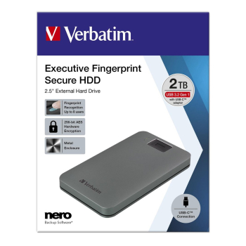 Dysk zewnętrzny Verbatim 2TB Executive FingerPrint Secure  2.5" USB-C 3.0 z czytnikiem linii papilarnych-1