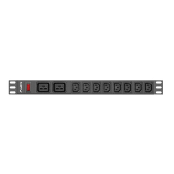 LISTWA ZASILAJĄCA RACK PDU 19" LANBERG 1U 16A 2M 2X C19 8X IEC C13 CZARNA C20-1