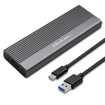 QOLTEC OBUDOWA NA DYSK SSD M.2 | SATA | NGFF | USB-C | SUPER SPEED | 2TB | SZARY-1