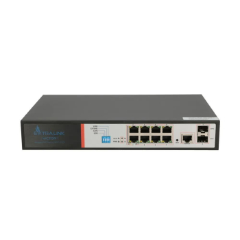 Extralink VICTOR | Switch PoE | 8x Gigabit PoE/PoE+, 2x SFP, 1x Port Konsolowy, 150W, Zarządzalny-1