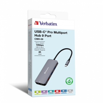 Verbatim CMH-09 USB Type-C 10000 Mbit/s Srebrny-1