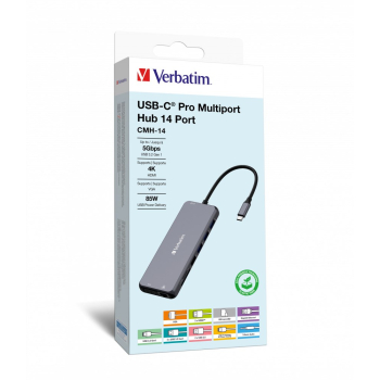 Verbatim CMH-14 USB Type-C 5000 Mbit/s Srebrny-1