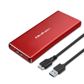 QOLTEC OBUDOWA NA DYSK M.2 SSD | SATA | NGFF | USB 3.0 | SUPER SPEED 5GB/S | 2TB | CZERWONY-1