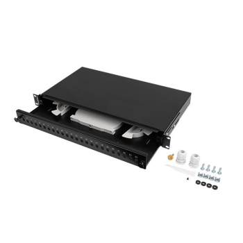 PRZEŁĄCZNICA ŚWIATŁOWODOWA LANBERG 24XST / 24XFC D-HOLE RACK 19" 1U CZARNA + AKCESORIA-1