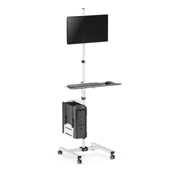 Wózek stand profesjonalny Maclean, mobilne stanowisko komputerowe na kółkach, max 17"-32", max 20kg, MC-793 W-1